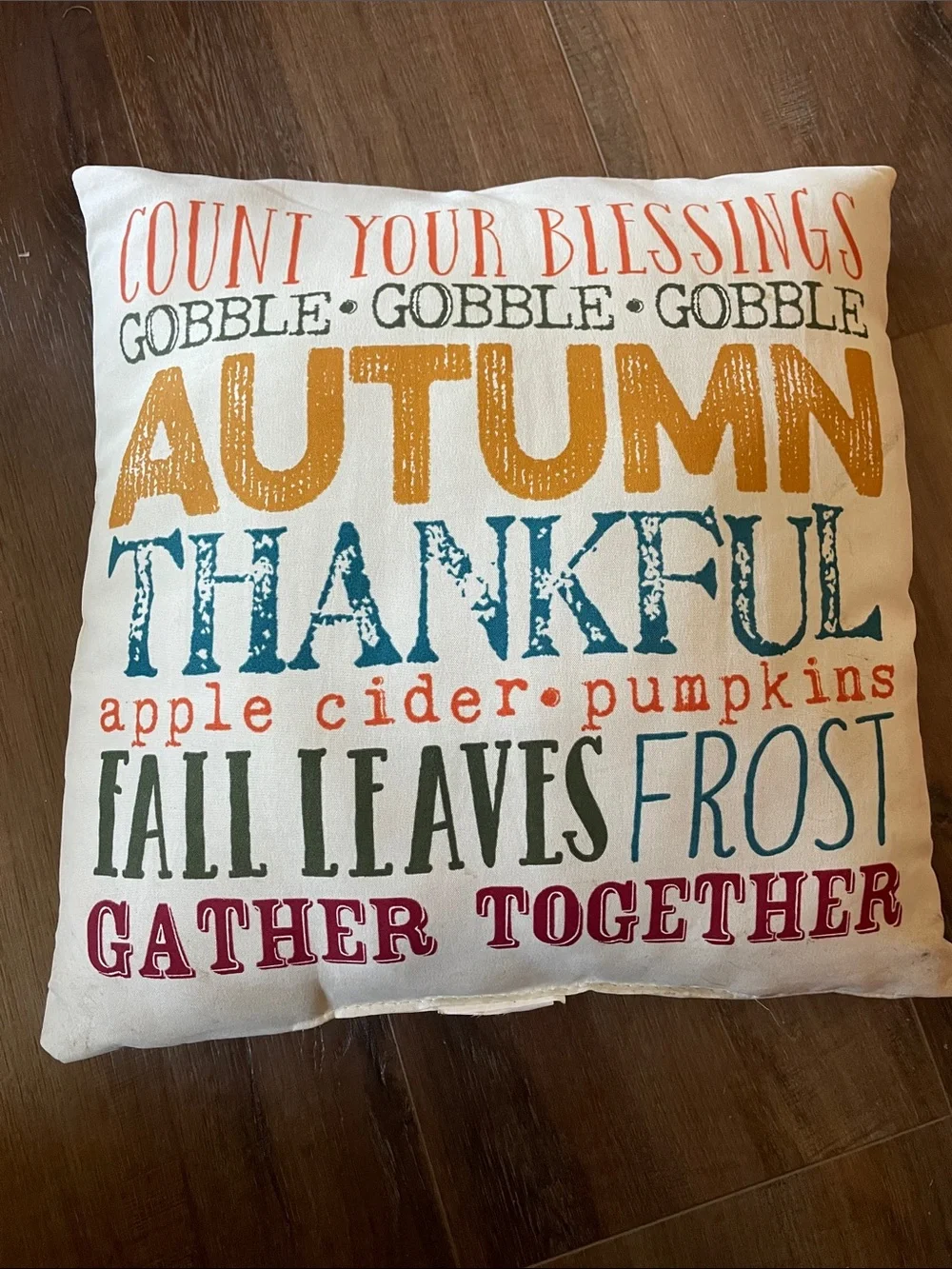 Autumn Thankful Decorative Pillow - Multicolor Fall Accent